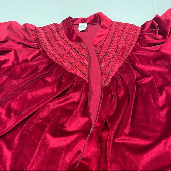 Vintage Women’s 2X House Dress Coat Lounge Ted Velour Zip Front Intricate Lace - Picture 11 of 15